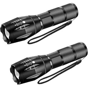 2 Pack Military Grade Single Mode High Lumens Led Tactical Flashlight for Outdoor Camping Hiking Emergency