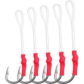 Fishing Jig Assist Hooks, 20PCS Stainless Steel Jigging Hooks with PE Line for Saltwater Big Game Tuna Snapper Halibut Fishing