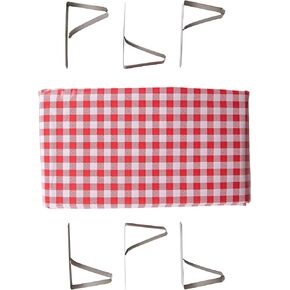 Stansport Picnic Table Cloth with Clamps Combo Pack - Rectangle - Polyurethane - Red White