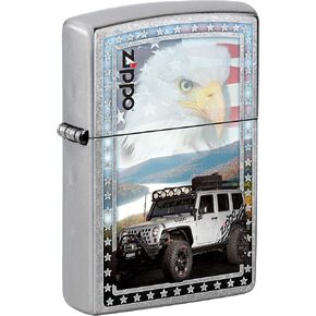 Zippo Lighter, Zippo Truck with American Flag - Street Chrome 80989