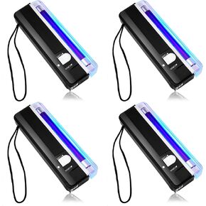 4 Pcs Handheld UV Black Light Torch Portable Blacklight LED UV Light Battery Operated Black Lights Counterfeit Bill Detector Light, Black