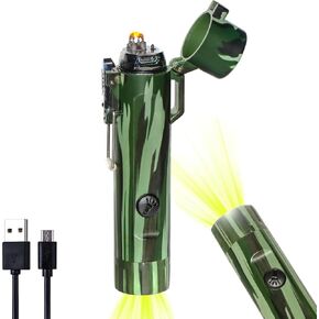 Pick-a-Palooza Rechargeable Arc Electric Lighter and Flashlight Combo for Camping, Outdoors, Hiking, and Adventure with Safe Locking Lighter