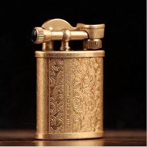 JIFENG Wheel Kerosene Lighter, Vintage Trench Lighter Windproof Copper Lighter Pipe, for Men Dad Father Collection