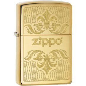 Zippo Lighter: Regal Zippo Design, Engraved - High Polish Brass 79098