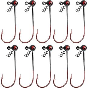 Fishing Jig Heads Hooks, 5/10pcs Shakey Head Jigs Hooks Bass Jigs Football Jig Heads Wobble Head Fishing Jig with Screw Lock Shaky Head Jigs for Bass Fishing1/4oz 1/8oz 1/16oz