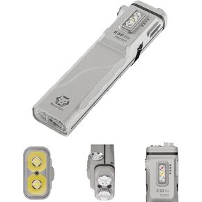 RovyVon E30 Pro Marble USB-C Rechargeable EDC Flashlight, Max 3500 Lumens Flat Flashlight with Proximity Sensor, Combo Switch Versatile Pocket Light for Everyday Carry/Emergency(365nm+Red+White)