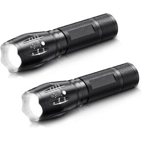 Bright Tactical Flashlight 5 Modes Zoomable Portable EDC Flashlight Handheld Flashlight for Camping Hiking Emergency, 2 Pack