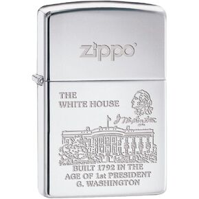 Zippo Lighter: The White House, Engraved - High Polish Chrome 77196