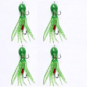 4PCS Rubber Fish Fishing Lure, Rubber Squid Artificial Bait Trout Bait Artificial Bait for Saltwater Freshwater Trout Perch Salmon Fishing 21g/11cm