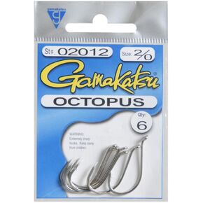 Gamakatsu 02012 Octopus Loose Hook (6 Pack), Size 2/0, Nickel