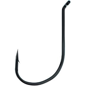 Eagle Claw Lazer Sharp Long Shank Octopus Hook, Offset Up Eye, Barbed, Size 1, Medium Wire, 51 Hooks, Platinum Black