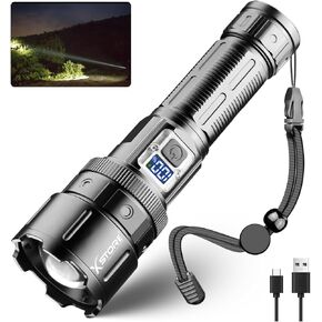 Rechargeable Flashlights - 200000LM Led Flashlight High Lumens Rechargeable, Super Bright Flashlight Powerful Flashlights,Multifunctional Rechargeable Flashlight for Home Camping Emergencies