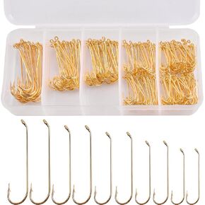 Fly Tying Hooks Assortment Kit, 360pcs Fly Fishing Hooks Aberdeen Long Shank Hooks Streamer Hooks Dry Wet Fly Hooks Jig Fishing Hook Tackle Box