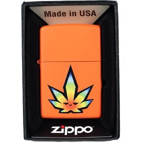 Pot Smoking Pals Colorful Leaf - Regular Orange Matte Custom Zippo Lighter