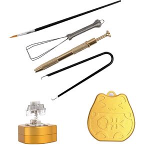 6 Pieces Keyboard Lube Kit，Blue Lucky Cat Switch Opener Kit with 2 in 1 Switch Opener for Cherry Mx Gateron Switches Contains Keycap Puller Switch Puller Stem Holder Lube Brush Tweezers