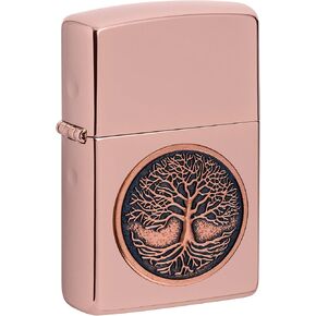 Zippo Tree of Life Emblem High Polish Rose Gold Pocket Lighter
