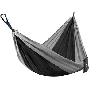 Monoprice Camp Hammock with Built in Carrying Case, Large Size (118''L X 78''W) 1 or 2 Persons 500 Lbs Capacity, Anti-Fraying, Anti-Tearing, Dirt Resistant - Pure Outdoor Collection Black