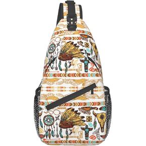 Native Southwest American Indian Sling Bag Crossbody Backpack Shoulder Chest Bag for Women Men Travel Hiking Daypack