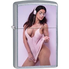 Zippo Lighter: Sexy Brunette Girl Posing - Street Chrome 79887