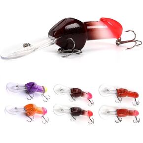 AOHRO Personality Fishing Lure 3.3in/1oz Crankbait Dick Lure Tackle Bass Fishing