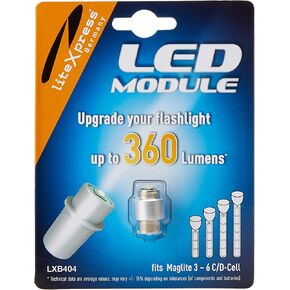 LiteXpress LXB404 LED Upgrade Module, 360 Lumens for 3-6 C/D Cell Maglite Torches