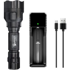 ULTRAFIRE C8 LED Flashlight 1000 High Lumen Tactical Flashlight,5-Mode Handheld Mini Flashlight,IPX6 Waterproof,with Charger and UFB18,for Emergency, Camping, Everyday Carry