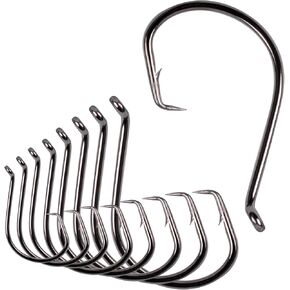 Saltwater Circle Fising Hooks,50 Pack 2X Saltwater Fishing Hooks Offset Octopus Catfish Bulk Fishing Hooks for Bass with Tackle Box Size 1/0-10/0