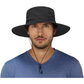 Mens UPF 50+ Summer Sun Hat Outdoor UV Protection Boonie Safari Hat for Fishing Hiking Camping…