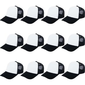 ZH 12 Pcs Sublimation Trucker Hats Blank Mesh Baseball Cap Polyester Bulk Mesh Trucker Hat for Men and Women