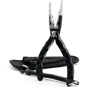 CRAZY SHARK Professional Saltwater/Fresh Water Aluminum Fishing Pliers Tungsten Carbide Cutters Split Ring Pliers Hook Remover Fish Holder