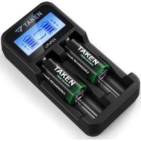 Taken 123A Rechargeable Batteries includes Charger for Surefire G2X Series/EDCL2-T Everyday Carry Light/E1B-MV Series/Scout Light Pro/Mini Scout Light Pro/X300/E2T-MV Tactician Flashlight