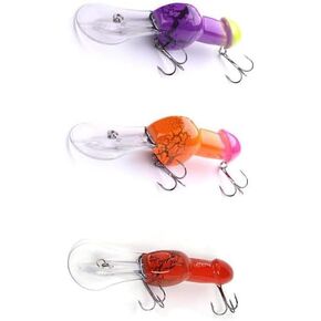 KTGCOZS Pack of 3 Personality Fishing Lure 3.3in/1oz Crankbait Dick Lure Tackle Bass Fishing