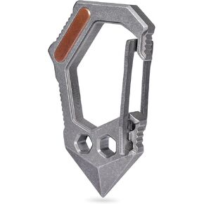 KeyUnity KU02 Titanium EDC 7 in 1 Multi-tool Carabiner Keychain | Wrench | Screw Bit Driver | Can Opener | Pry Bar | Screwdriver
