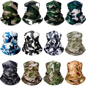 12 pcs Breathable Neck Gaiter Face Scarf Mask for Men Women Sun Protection Bandana Hiking, Cycling, Sports, Fishing