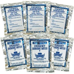 Emergency Water Pack -3 Day Survival Rations (6x4.2oz. Pouches) 5 Year Shelf Life USCG Approved