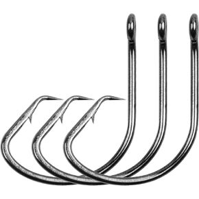 Saltwater Circle Fishing Hooks, 100pcs Catfish Hooks Octopus J Hooks High Carbon Steel Offset Fish Hooks for Striped Bass Freshwater Saltwater Fishing