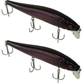 2-Pack Fiddle-Styx Jerkbait, 4 3/8" x 9/16" Suspending Jerk Baits, Freshwater or Saltwater Fishing Lures, Trout, Crappie, Walleye, or Bass Lures