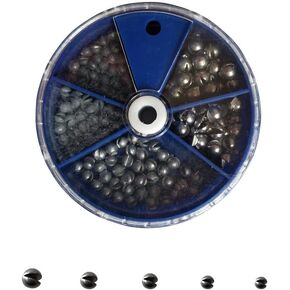 205pcs Round Split Shot Sinker Removable Fishing Weight Sinkers 5 Sizes Weights Total 3.35oz