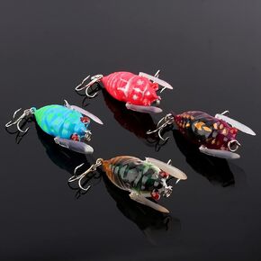 Fishing Lure, Cicada Lure Dual Treble Hook Fish Bait 2 Rubber Blades Cicada Bait Fishing Lures Kit Fishing Bait with 2 Treble Hooks for Fishing
