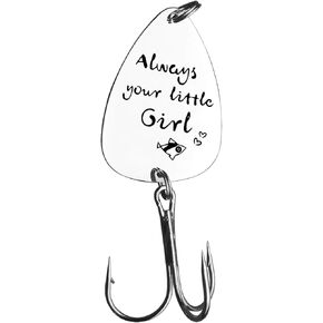 Father's Birthday Gift for Dad Daddy Father Grandpa Fishing Hook Gift for Father of The Bride Wedding Gift Engraved Always Your Little Girl Stainless Steel Fishing Lure,Great Gift for Fisherman