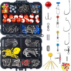 Fishing Accessories Kit,328pcs/286pcs Including Fishing Hooks Copper Sleeves Float Bobber Weight Sinker 3 Way Swivels Sapce Beads Sinker Slides Treble Hooks Fishing Gear Equipment