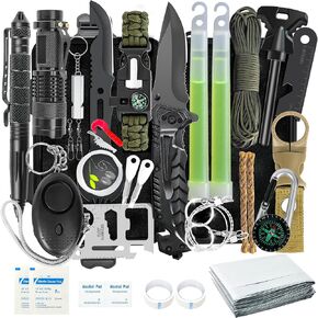 مجموعات النجاة 38 في 1، هدايا للرجال والأب والزوج في عيد الأب، معدات ومعدات النجاة، ملحقات التخييم/الأدوات الرائعة/أساسيات التخييم والصيد والصيد للمراهقين والرجال والنساء لمحبي المغامرات in Kuwait