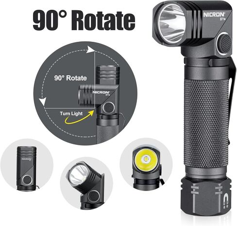 1300 لومن مصباح يدوي مغناطيسي قابل لإعادة الشحن، 6 أوضاع LED 90 درجة مصباح يدوي تويست IP65 مقاوم للماء عالي السطوع EDC جيب الشعلة، مصباح يدوي تكتيكي للتخييم، الطوارئ، الإصلاح، في الهواء الطلق in Kuwait