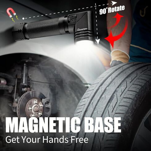 1300 لومن مصباح يدوي مغناطيسي قابل لإعادة الشحن، 6 أوضاع LED 90 درجة مصباح يدوي تويست IP65 مقاوم للماء عالي السطوع EDC جيب الشعلة، مصباح يدوي تكتيكي للتخييم، الطوارئ، الإصلاح، في الهواء الطلق in Kuwait