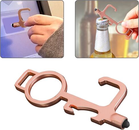 سلسلة مفاتيح متعددة الوظائف، أداة حلقة خطافية للمفاتيح، فتاحة مقبض الباب بدون استخدام اليدين، أداة دفع زر المصعد، قلم سطح الشاشة، فتاحة زجاجات معدنية، مع سلسلة/حلقة/حلقة تسلق/مشبك قابل للسحب (3 عبوات) in Kuwait