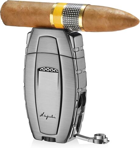 Torch Cigar Lighters Built-in Cigar Punch, Cigar Holder, Luxurious Box for Men, Adjustable Windproof Butane Cool Lighters for Smoking, Candles, Birthday (Black) in Saudi Arabia
