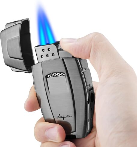 Torch Cigar Lighters Built-in Cigar Punch, Cigar Holder, Luxurious Box for Men, Adjustable Windproof Butane Cool Lighters for Smoking, Candles, Birthday (Black) in Saudi Arabia