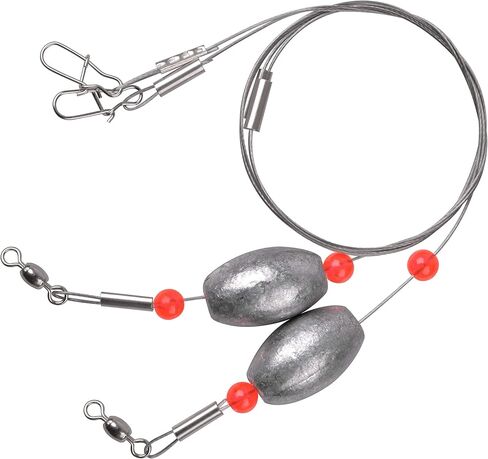 Egg Fishing Sinker Weight Rigs- 4/8pcs Flounder Rig Saltwater Stainless Steel Fishing Wire Leader with Egg Sinker Fishing Swivel Snap Connector for Trout Bottom Fishing in Saudi Arabia