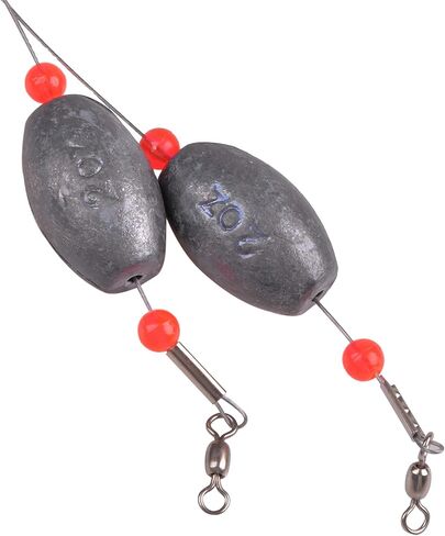 Egg Fishing Sinker Weight Rigs- 4/8pcs Flounder Rig Saltwater Stainless Steel Fishing Wire Leader with Egg Sinker Fishing Swivel Snap Connector for Trout Bottom Fishing in Saudi Arabia