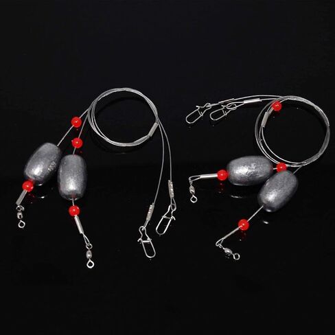 Egg Fishing Sinker Weight Rigs- 4/8pcs Flounder Rig Saltwater Stainless Steel Fishing Wire Leader with Egg Sinker Fishing Swivel Snap Connector for Trout Bottom Fishing in Saudi Arabia